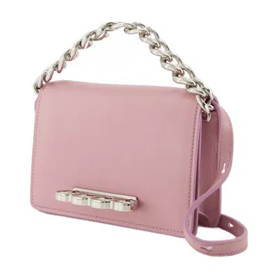 Alexander Mcqueen Pink Calfskin Leather Four Ring Mini Bag In Pink