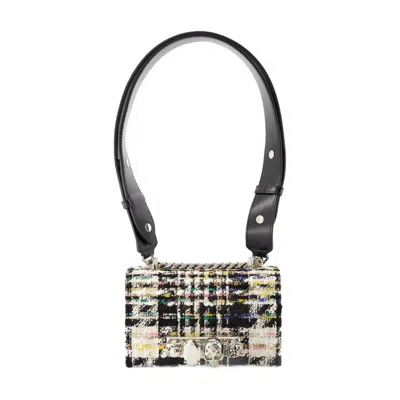 Alexander Mcqueen Mini Satchel Bag Tweed Chain Detail In Multi