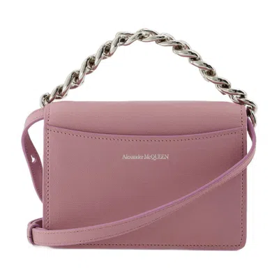 Alexander Mcqueen Pink Calfskin Leather Four Ring Mini Bag In Pink