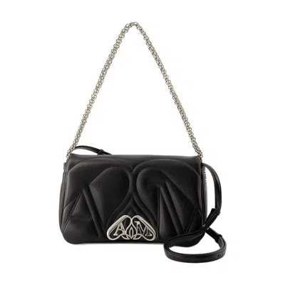 Alexander Mcqueen Black Calfskin Leather The Seal Small Bag In Black