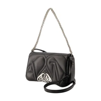 Alexander Mcqueen Black Calfskin Leather The Seal Small Bag In Black