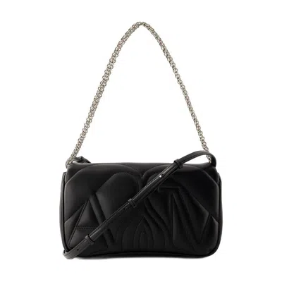 Alexander Mcqueen Black Calfskin Leather The Seal Small Bag In Black