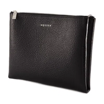 Alexander Mcqueen Cross Bar Clutch In Black