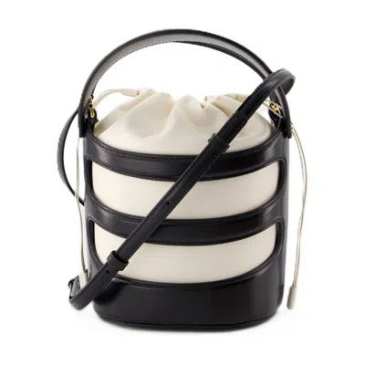 Alexander Mcqueen Two-tone Leather The Rise Bucket Bag In Black
