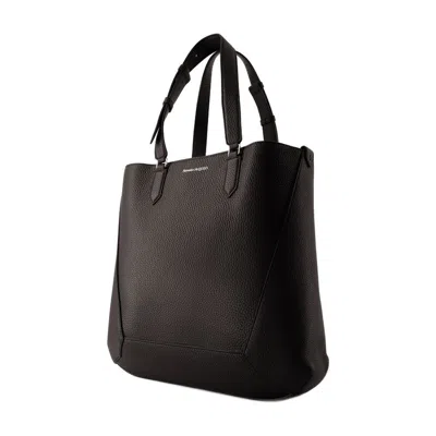 Alexander Mcqueen The Edge Medium Leather Tote Bag In Black