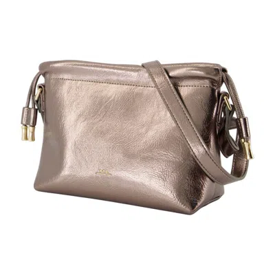 Apc A.p.c. Shoulder Bag With Metallic Drawstring In Silver
