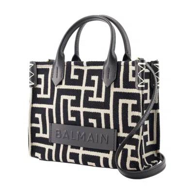Balmain B Army Monogram Jacquard Small Tote Bag In Black