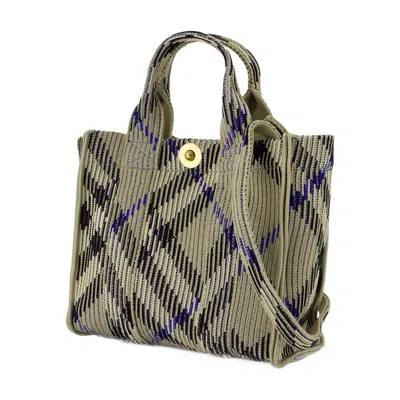 Burberry Embroidered Fabric Check Mini Handbag In Green