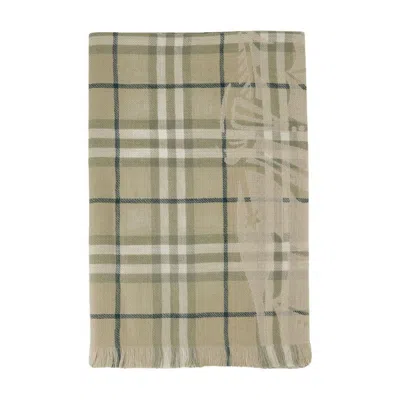 Burberry Ekd Check Scarf In Green