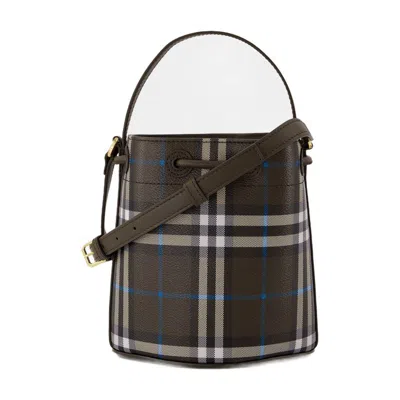 Burberry Mini Drawstring Crossbody In Gray