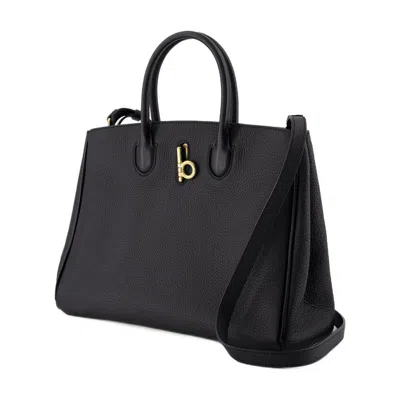 Burberry Black Leather Small Rocking Horse Handbag In Black