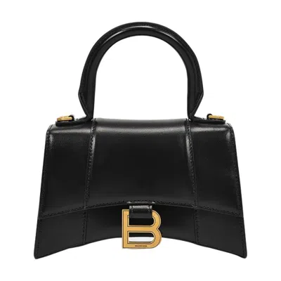 Balenciaga Hourglass Xs Top Handle Bag In Patent Leather In Black