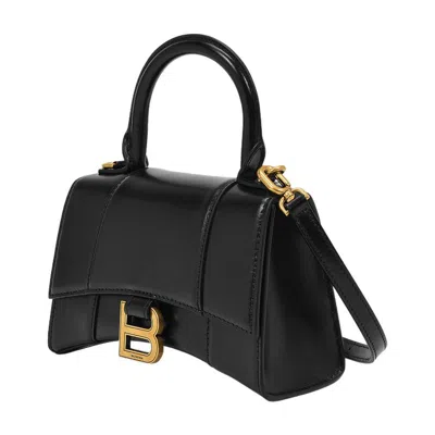 Balenciaga Hourglass Xs Top Handle Bag In Patent Leather In Black