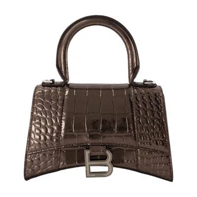Balenciaga Metallic Calfskin Leather Hourglass Xs Bag In Gray