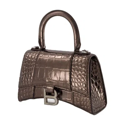 Balenciaga Metallic Calfskin Leather Hourglass Xs Bag In Gray