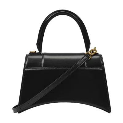 Balenciaga Hourglass Small Leather Top Handle Shoulder Bag In Black