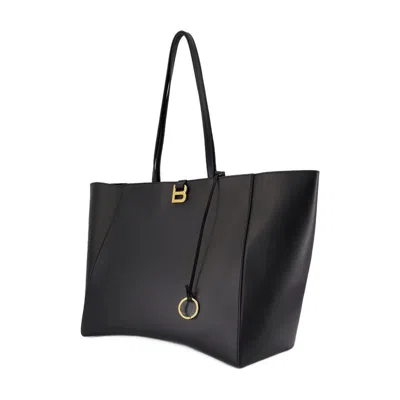 Balenciaga Hourglass Soft Tote Large Shopping Bag In Black