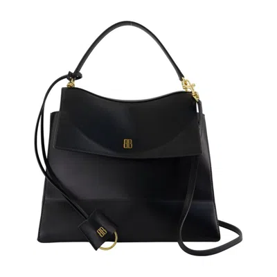 Balenciaga Medium Nano Leather Shoulder Bag In Black