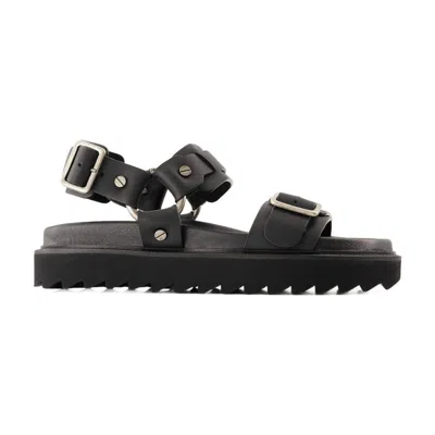 Acne Studios 30mm Leather Buckle Strap Sandals In Black