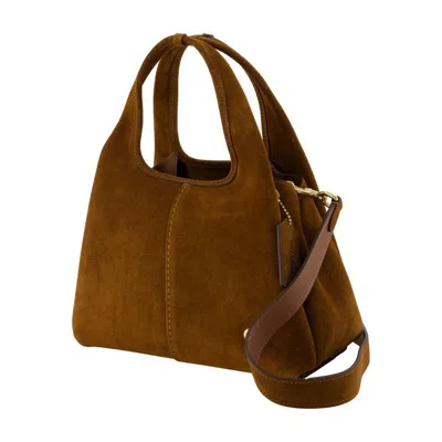Coach Suede Tote Bag Detachable Strap In Brown