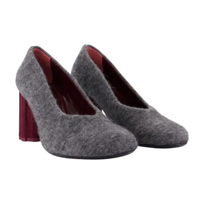 Ami Alexandre Mattiussi Black Mohair Knit Piano Pumps Grey In Gray
