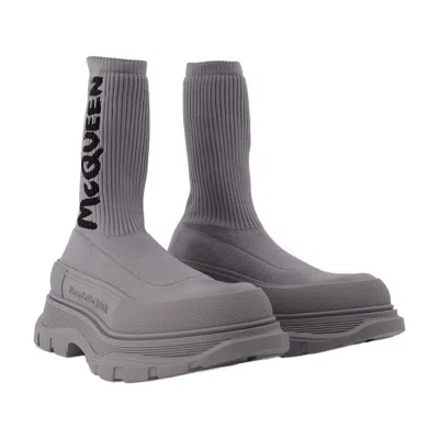 Alexander Mcqueen Sock Boots In Grey In Gray