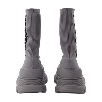 Alexander Mcqueen Sock Boots In Grey In Gray