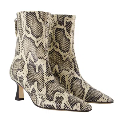 Aeyde 70mm Elina Snake-print Pointed-toe Ankle Boots In Animal Print