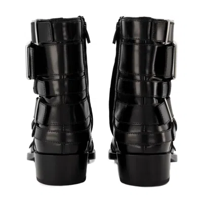 Alexander Mcqueen Boxcar Boots In Black/silver Leather In Black