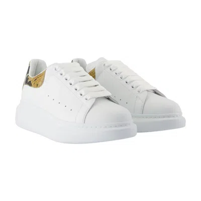 Alexander Mcqueen Oversized Snake Printed Leather Sneakers In White