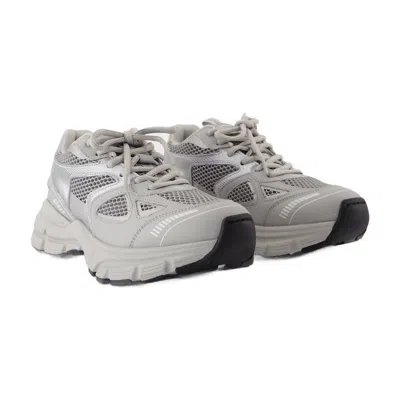Axel Arigato Marathon Runner Grey Low Top Sneakers With Reflective Details In Leather Blend Woman In Gray