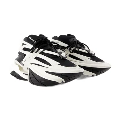 Balmain Unicorn Low-top Sneakers In Neoprene And Leather In Black