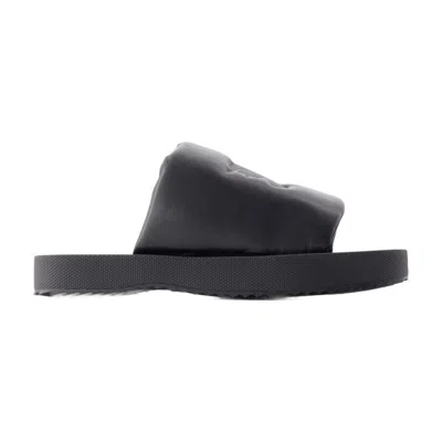 Burberry Ekd-debossed Leather Slab Slide In Black