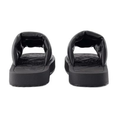 Burberry Ekd-debossed Leather Slab Slide In Black
