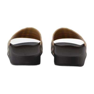 Burberry Brown Slides Sandals With Vintage Check Motif In Polyurethane In Multi