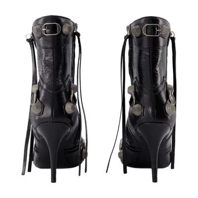 Balenciaga Womens Cagole Lambskin Buckle Zip Ankle Booties In Black