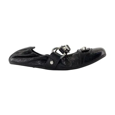 Balenciaga City Nappa Leather Ballet Flats In Black
