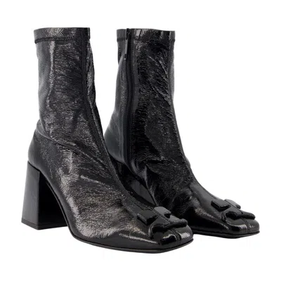 Courrèges Block Heel Ankle Boots With Crease Effect In Multi