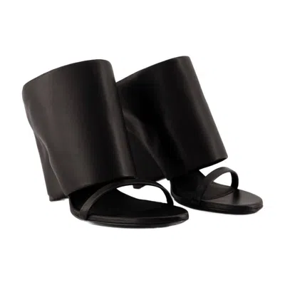 Courrèges Leather Wedge Mules In Black