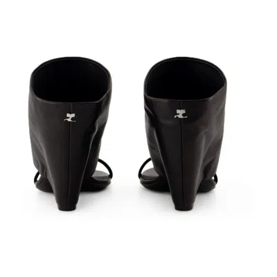 Courrèges Leather Wedge Mules In Black