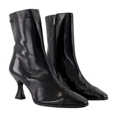 Carel Paris Cap-toe Leather Boots In Black