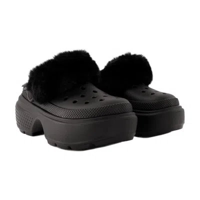 Crocs Stomp Lined Mules In Black