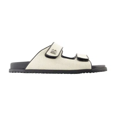 Dolce & Gabbana Canvas Slides With Two Straps In White