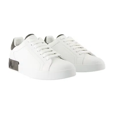 Dolce & Gabbana Portifano Panelled Leather Sneakers In White