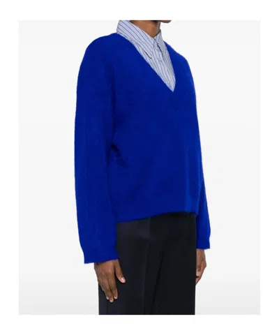 Bellerose Long-sleeved V-neck Sweater In Blue