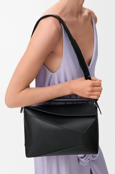 Loewe `puzzle Edge` Medium Bag In Black