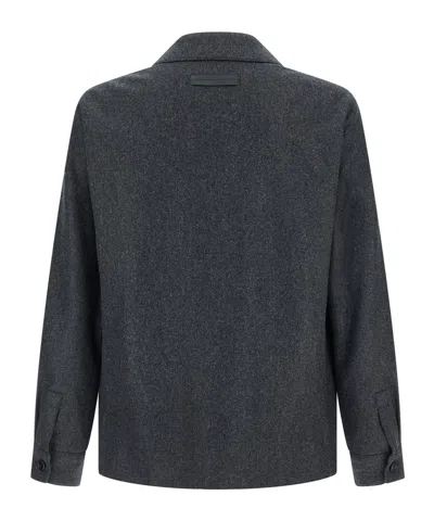 Zegna Wool Jacket Featuring Long Sleeves And Pockets In Gray
