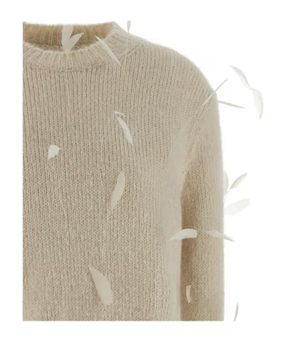 Jil Sander Feather Sweater In Neutral