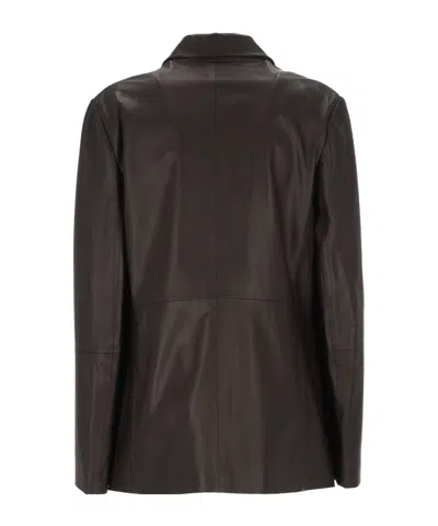 Antonelli Double-breasted Leather Jacket In Black