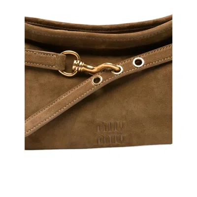 Miu Miu Zipper Shoulder Bag In Brown